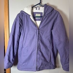 Sherpa Purple Lined Hooded Jacket Kids L Zip Up Barn Winter Coat Blue Mountain